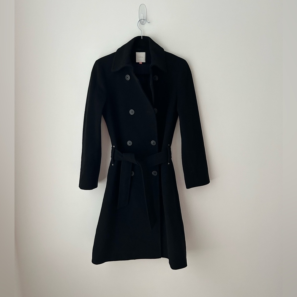 UWN wool cashmere belted long coat